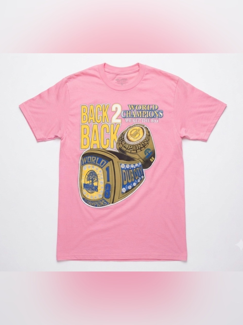 Golden State Warriors Back To Back 2018 Champions T-Shirt Pink Small Champs